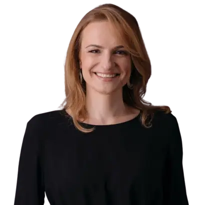 An image of Katerna Angelovska smiling, on a transparent background