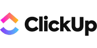 Clickup.com logo on a transparent background
